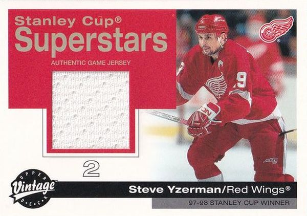 jersey karta STEVE YZERMAN 01-02 UD Vintage Stanley Cup Superstars číslo SC-SY
